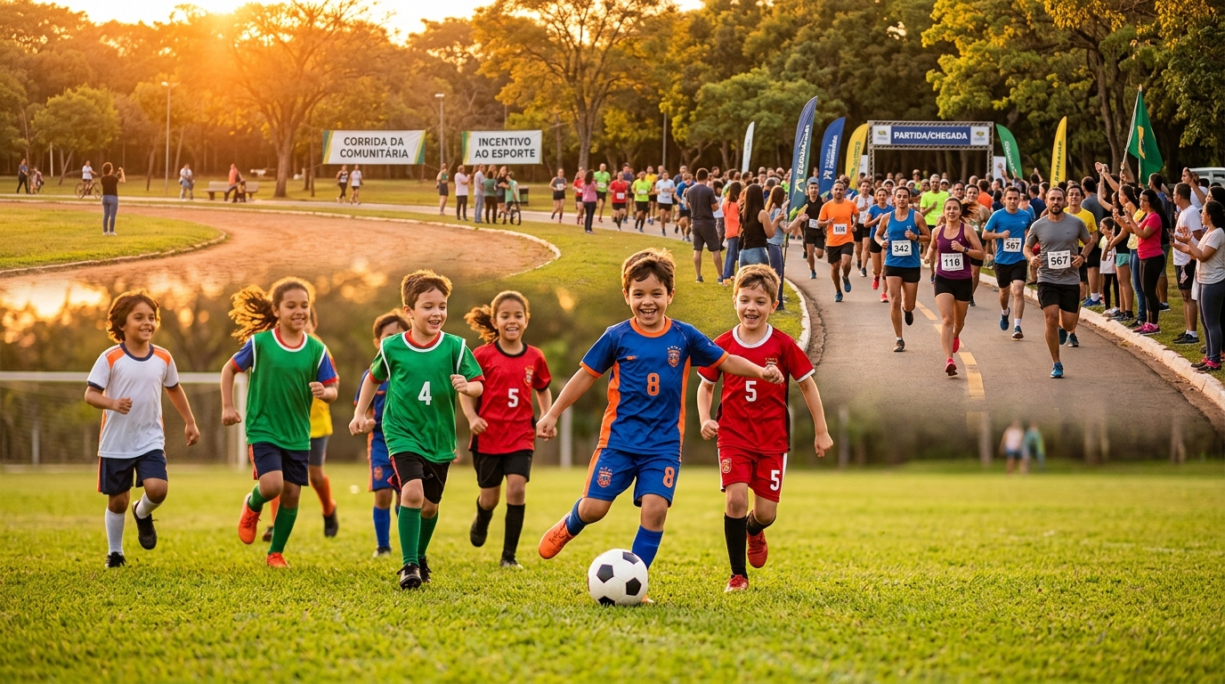Incentivo ao esporte - futebol infantil e corrida de rua